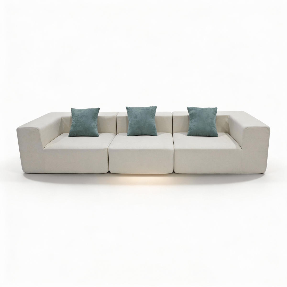 SOFA Pure 3-Sitzer - Weiß Salbei - Türkis/Weiß, Textil (300/62/100cm) - COCO Living