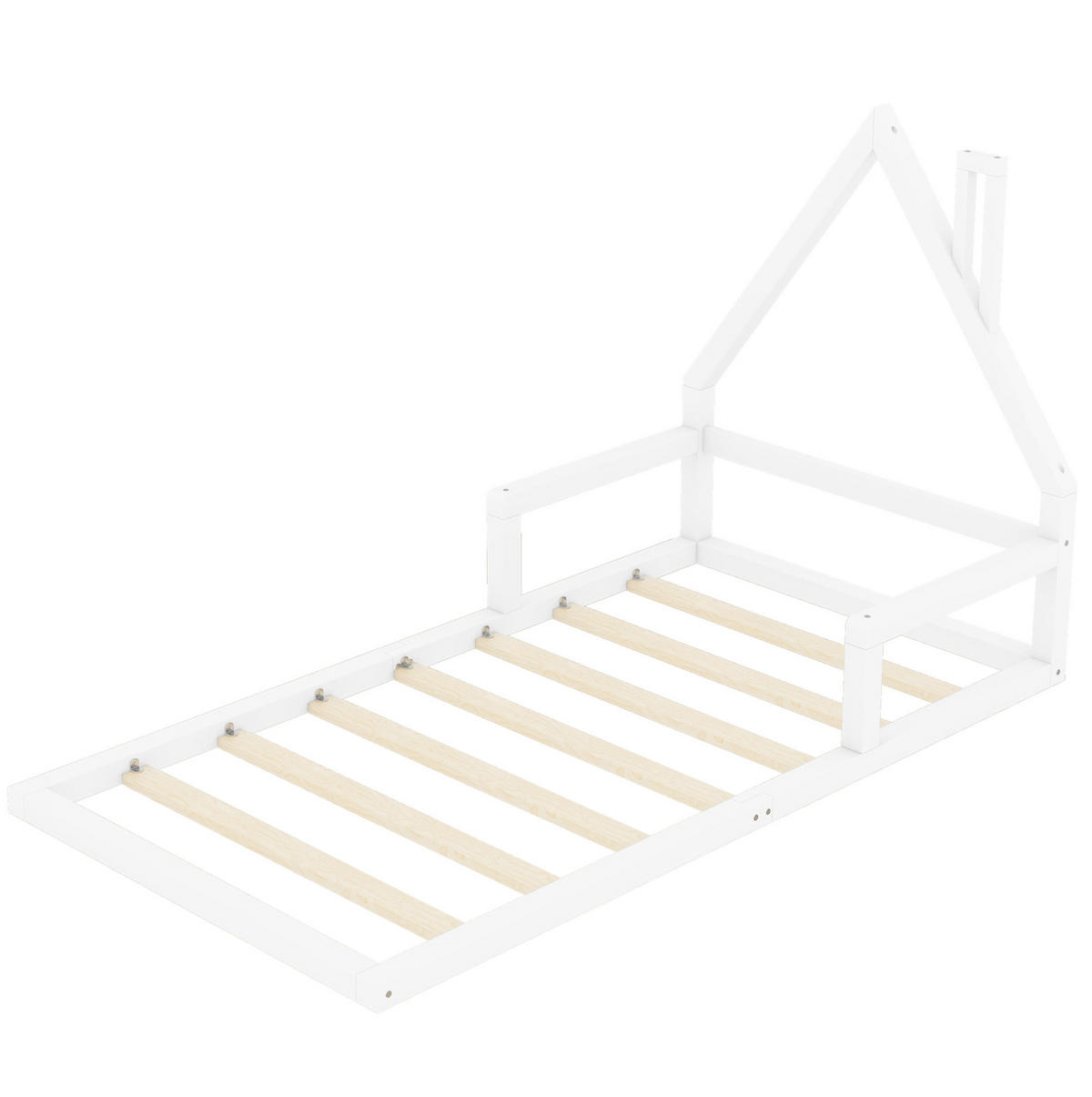 HAUSBETT aus Kiefer und MDF 90x200 cm Weiß in Hausform mit Lattenrost und pflegeleichter Oberfläche - Weiß, Holzwerkstoff (90/200cm) - Modfu