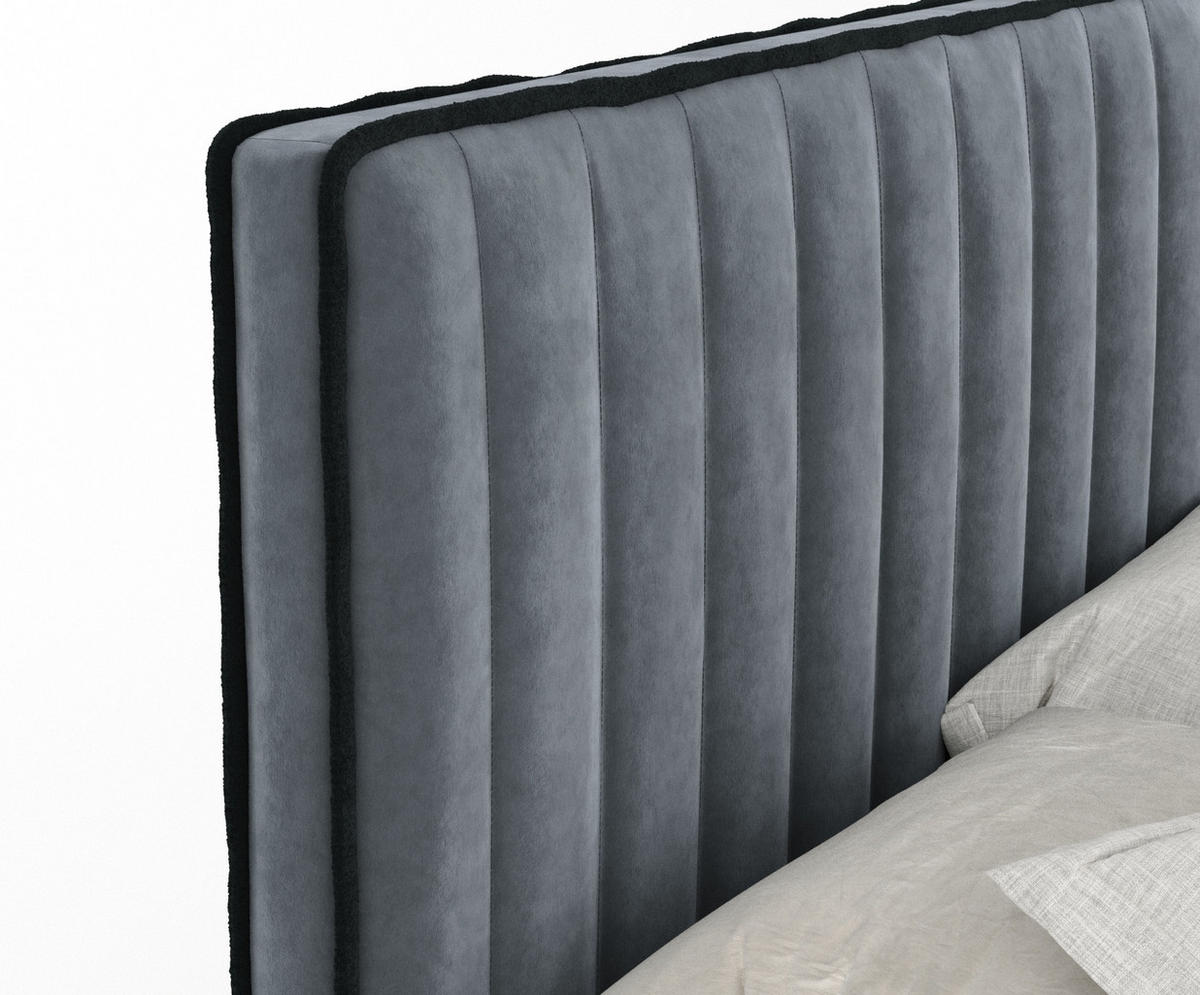 BOXSPRINGBETT Nocturne Grau 140/200 cm - Schwarz/Grau, Holz/Holzwerkstoff (140/200cm) - Maison de Reve