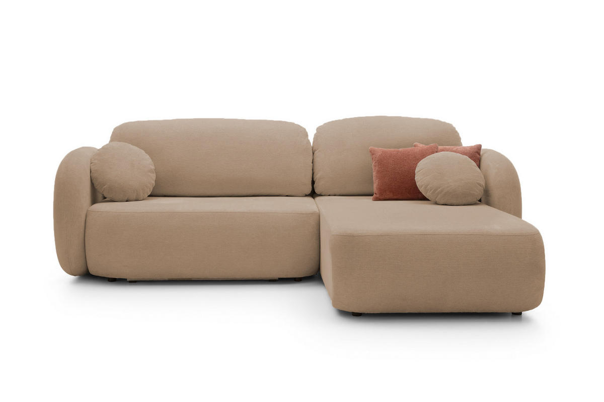 ECKSOFA OLIO L-Form Schlaffunktion mit Bettkasten, lose Rückenkissen, freistehend, RECHTS 248x174 cm Cappuccino - Cappuccino, Holz/Textil (248/174cm) - DomoHome
