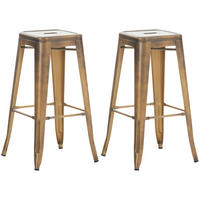 BARHOCKER Joshua 2er Set 43x43x76 cm Gold - Goldfarben, Metall (43/76/43cm) - furnicato
