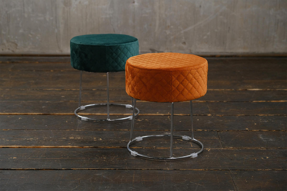 HOCKER DEMI Grün Velvet - Grün, Textil (35/41/35cm) - KAWOLA