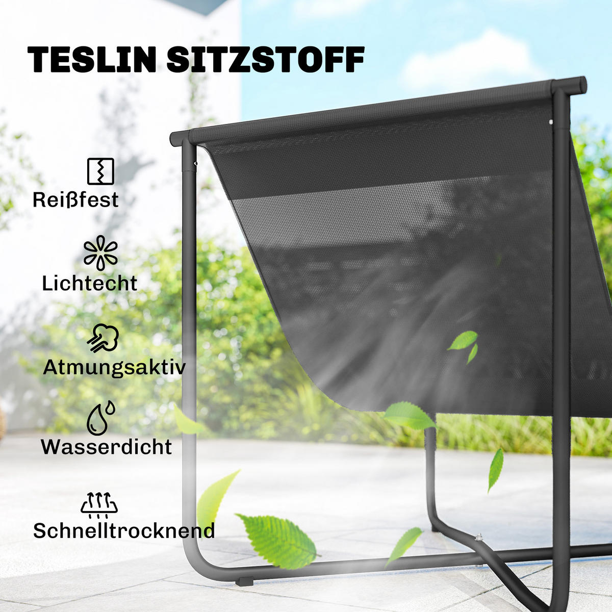 GARTENSTUHL DE-08359 ergonomisch mit breitem Sitz Dunkelgrau - Dunkelgrau, Metall (76/76/92cm) - ComfortXL