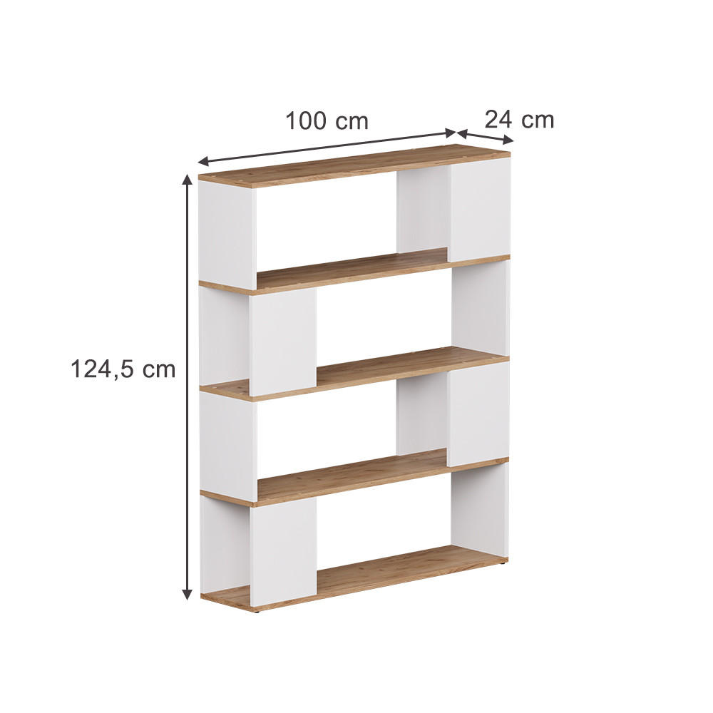 RAUMTEILER Eneos Weiß/Goldkraft Eiche 100 x 124.5 cm - Eiche Wotan/Weiß, Holzwerkstoff (100/124.5/24cm) - Vicco