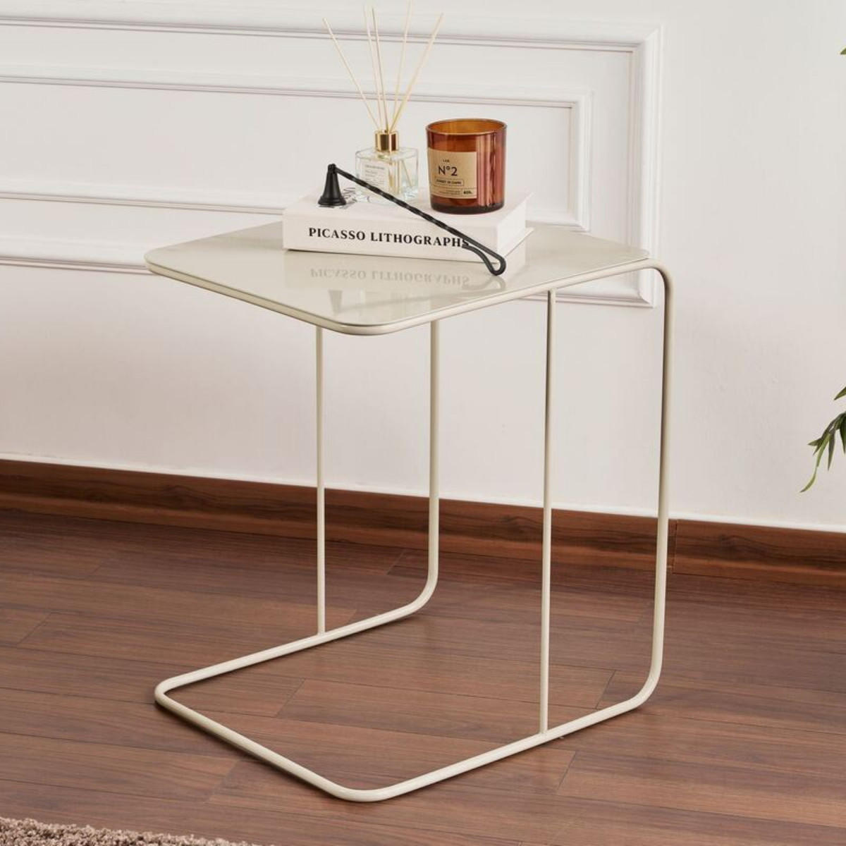 BEISTELLTISCH mit metallplatte 57/47/46 cm - Taupe, Metall (55/57/46cm) - Calicosy
