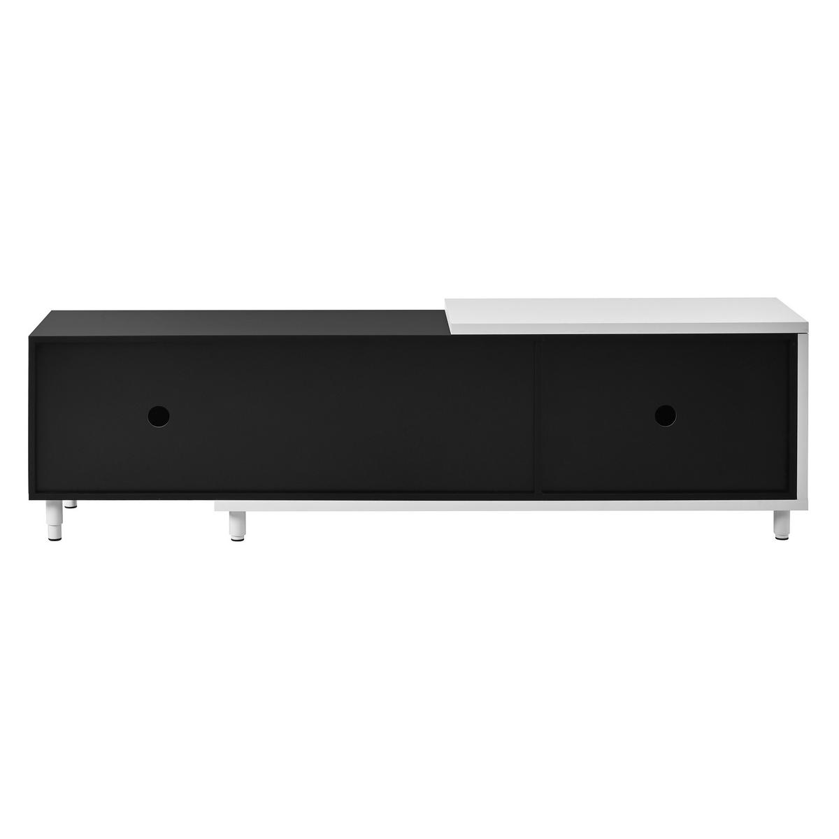 LOWBOARD DE-40153 ausziehbar mit Hochglanz-Türen Schwarz - Schwarz, Holzwerkstoff (258/48.5/38cm) - ComfortXL