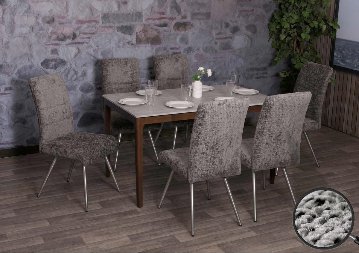 ESSZIMMERSTUHL Grau 6er-Set - Grau, Textil (68/97/64cm) - MCW