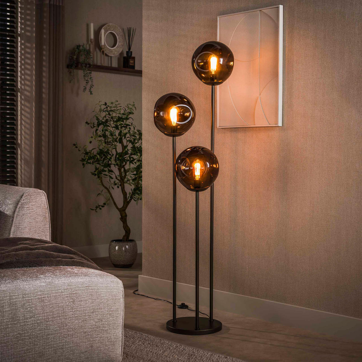 STEHLEUCHTE Stellar Braun 32/32/164 cm - Braun, Glas (32/32/164cm) - Hoyz Collection