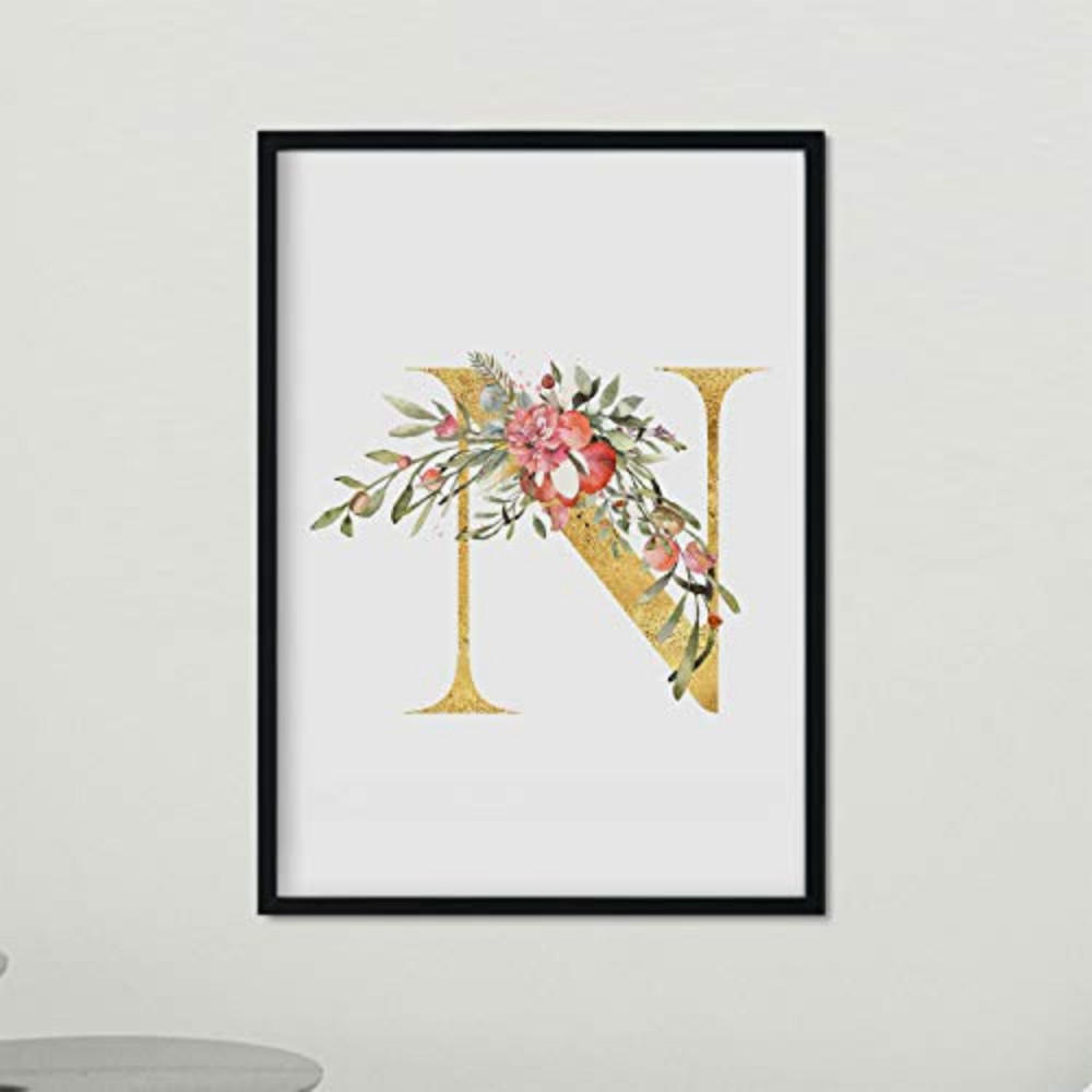 POSTER Gerahmtes - Buchstabe N A4 Schwarzer Rahmen - Schwarz, Papier (29.7/5/21cm) - Nacnic