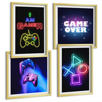 BILDER SET 4er Set - 50x50 cm & 40x60 cm Goldrahmen - Gamepads, Spielersymbol-Untertitel - Goldfarben, Kunststoff (50/50cm) - TULUP