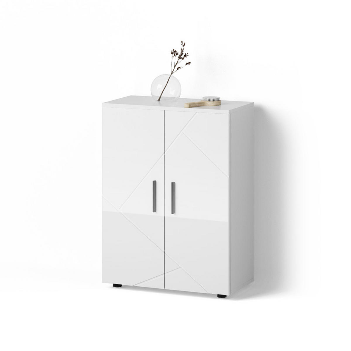 MIDISCHRANK Ronco Weiß Hochglanz 60 x 81 cm - Weiß Hochglanz/Weiß, Holzwerkstoff (60/81/30cm) - Livinity®