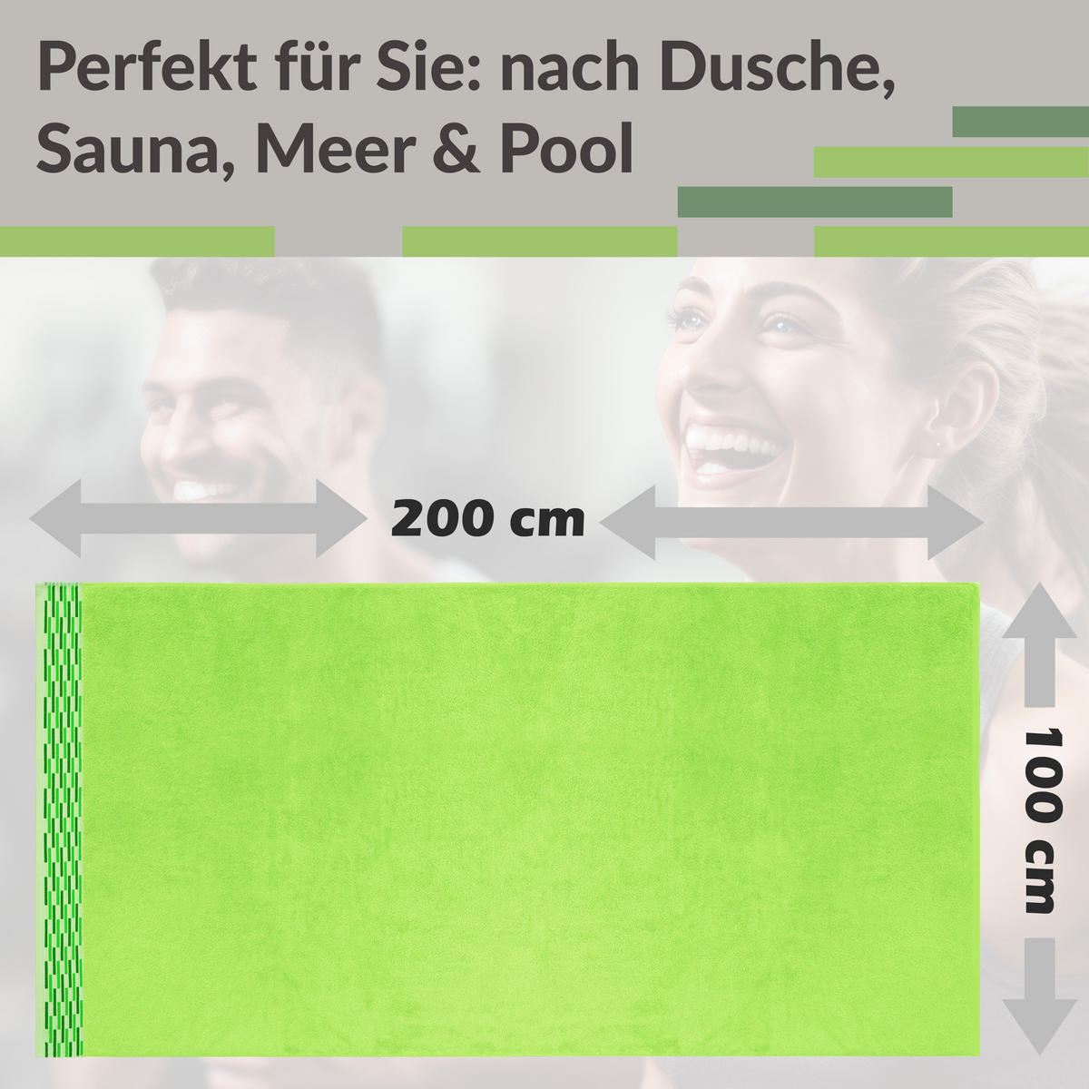 BADETUCH Lugano Apfelgrün 100x200 cm - Hellgrün, Textil (100/200cm) - Lashuma