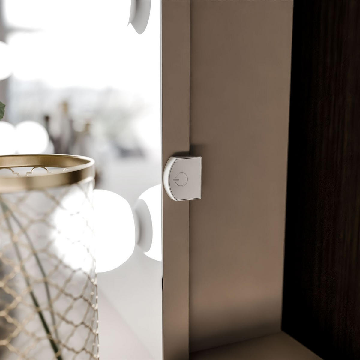 SCHMINKTISCH MIT SPIEGEL CORTADO ELITE GOLD KASCHMIR - Beige, Holzwerkstoff (104/78/50cm) - Lookway
