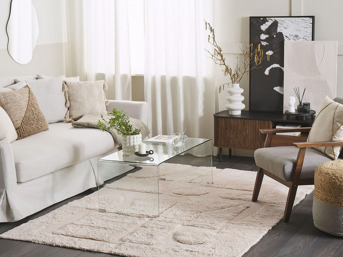 KURZFLOR-TEPPICH Diyadin 230/160 cm - Beige, Textil (160/230cm) - Beliani