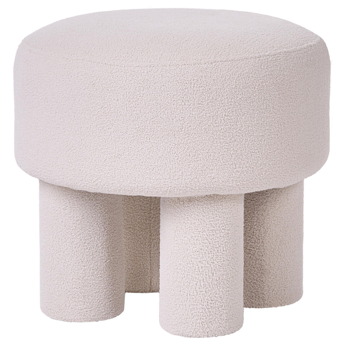 HOCKER Bouclé Cremeweiß Canby - Weiß, Textil (43/38/43cm) - Beliani