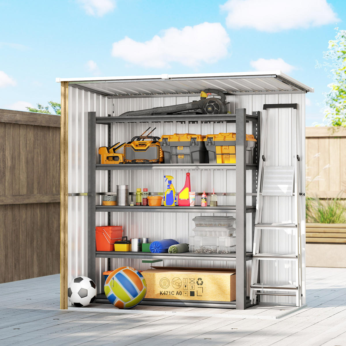 GARTENHAUS 1,37 m² ,Türen mit Riegeln und braunen Griffen,163 x 89 x 163 cm - Braun, Metall (89/163/163cm) - Vallsero