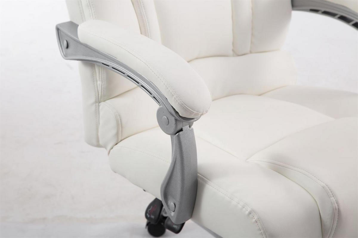 CHEFSESSEL Lederlook weiß - Chromfarben/Weiß, Textil/Metall (68/118/64cm) - CLP