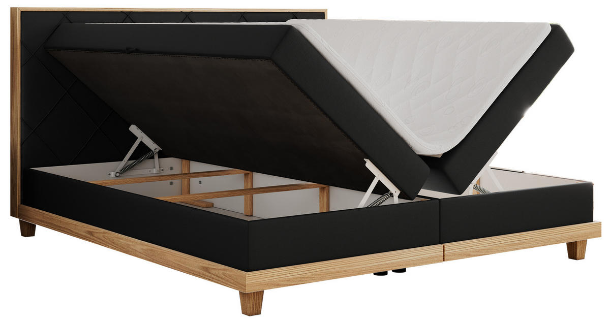 BOXBETT CAICOS 180/200 - Schwarz Kunstleder - H4 - Schwarz, Holz/Textil (180/200cm) - MKS