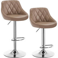 BARHOCKER 2er Set, Kunstleder,Höhenverstellbar, 360° Drehbar - Hellbraun, Metall (47/104/39cm) - Woltu