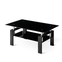 COUCHTISCH mit 2 Glasböden 100x60 cm Glas Metall Schwarz - Schwarz, Metall (100/60/44cm) - Meubliv