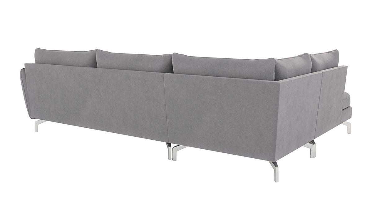ECKSOFA Elou Grau Microfaser - Chromfarben/Grau, Holz/Textil (277/200cm) - S-Style Möbel