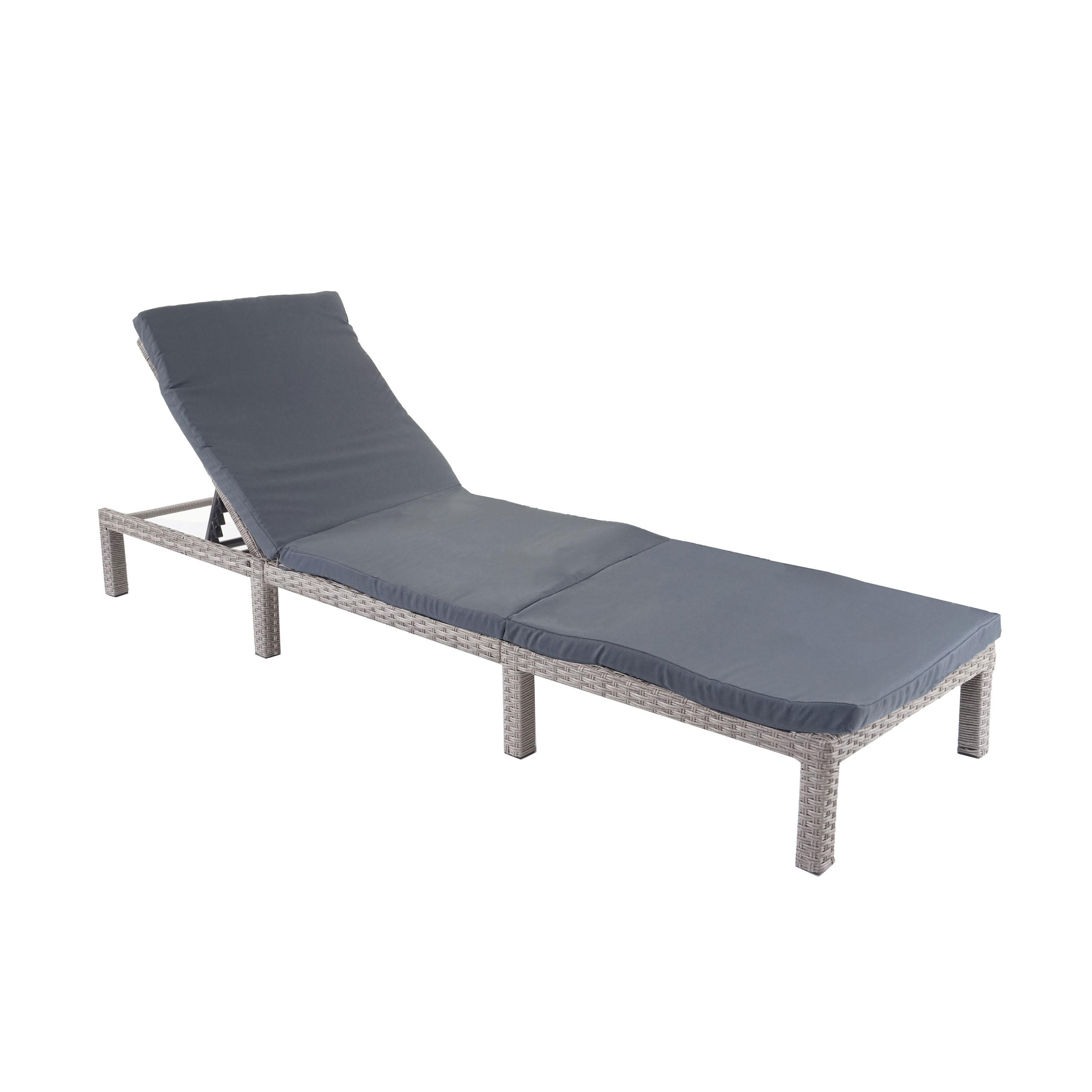 POLY-RATTAN SONNENLIEGE BASIC Grau, Grau - Grau, Kunststoff (60/71/198cm) - MCW