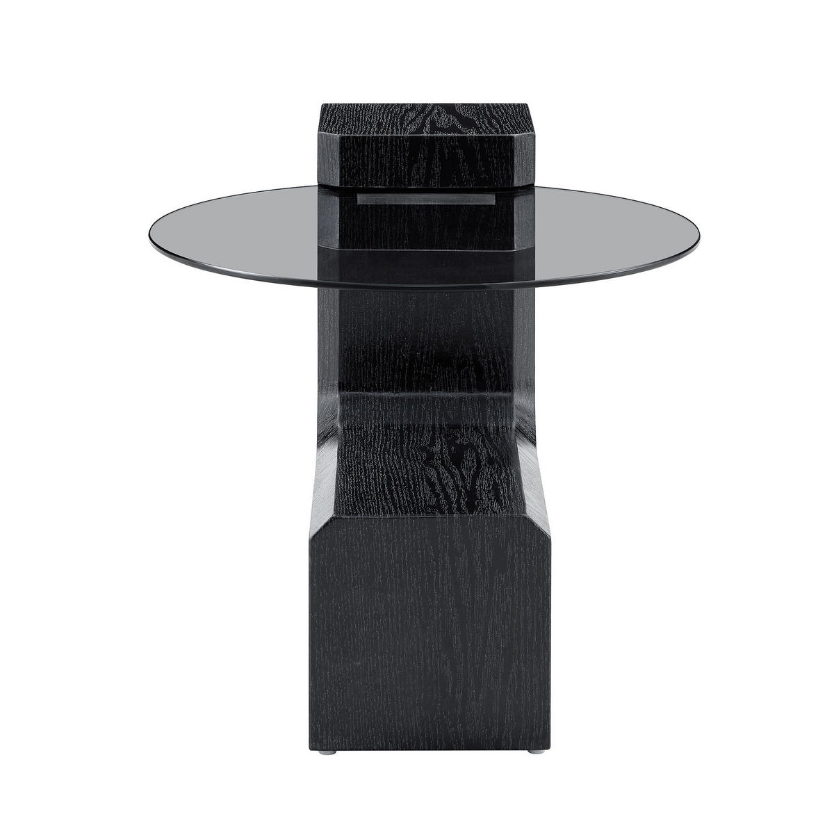 COUCHTISCH-SET rund 61/30 cm aus Glas und MDF in Schwarz mit 2 Ebenen - Schwarz, Holzwerkstoff (61/61/30cm) - Flora Grace