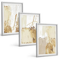 BILDER SET 3er Set - 40x60 cm Silberner Rahmen - Abstrakte Muster beige weiß - Silberfarben, Kunststoff (40/60cm) - TULUP