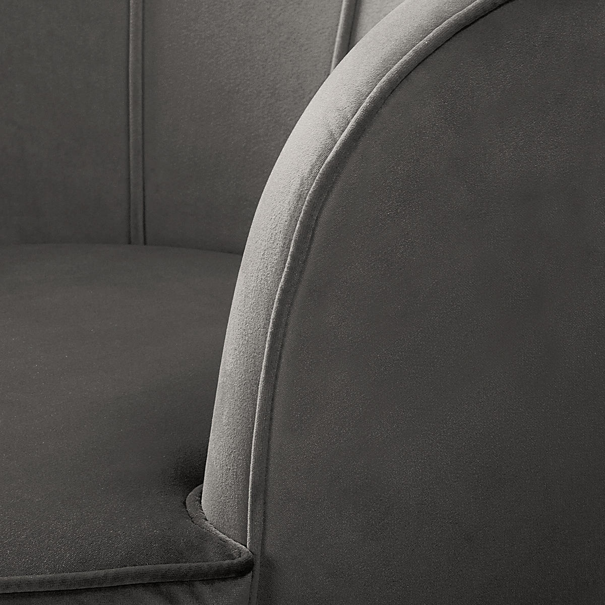 SESSEL - Samt, Füße Dunkel - Taupe/Dunkelbraun, Birkenholz/Textil (75/74/75cm) - home24