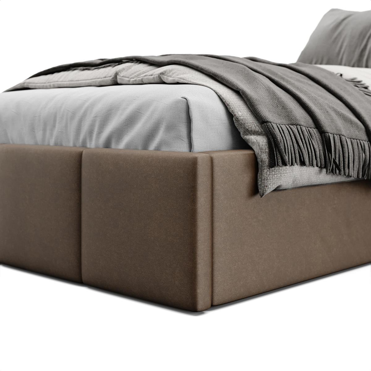 POLSTERBETT für Schlafzimmer Bett mit Stauraum Braun 90x200cm - Braun, Holzwerkstoff/Textil (90/200cm) - Muralo