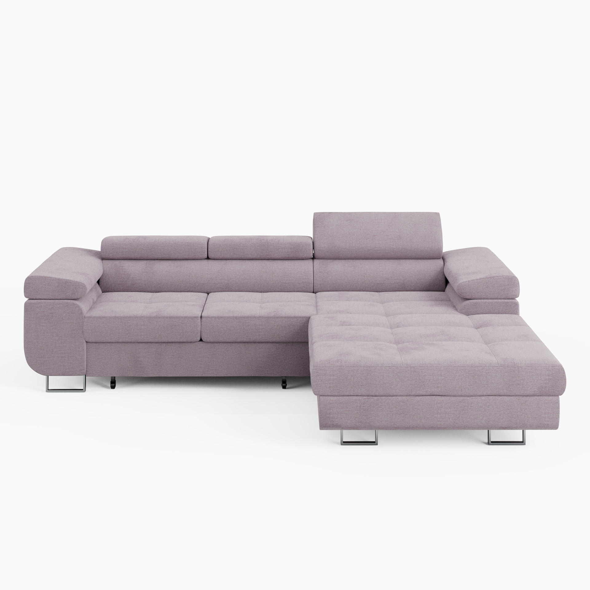 ECKSOFA VEMO CORE Rechts Hellrosa Velours-Stoff mit Schlaffunktion und Bettkasten - Pink, Holz/Metall (280/205cm) - Barchello