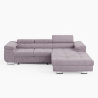 ECKSOFA VEMO CORE Rechts Hellrosa Velours-Stoff mit Schlaffunktion und Bettkasten - Pink, Holz/Metall (280/205cm) - Barchello