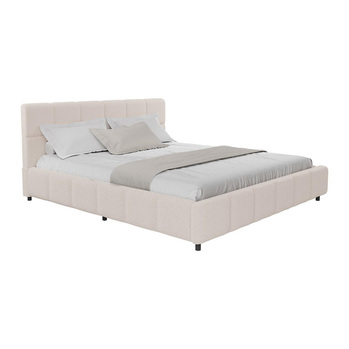 POLSTERBETT Florenz beige 180x200 cm mit Matratze - Beige, Holz (180/200cm) - Juskys