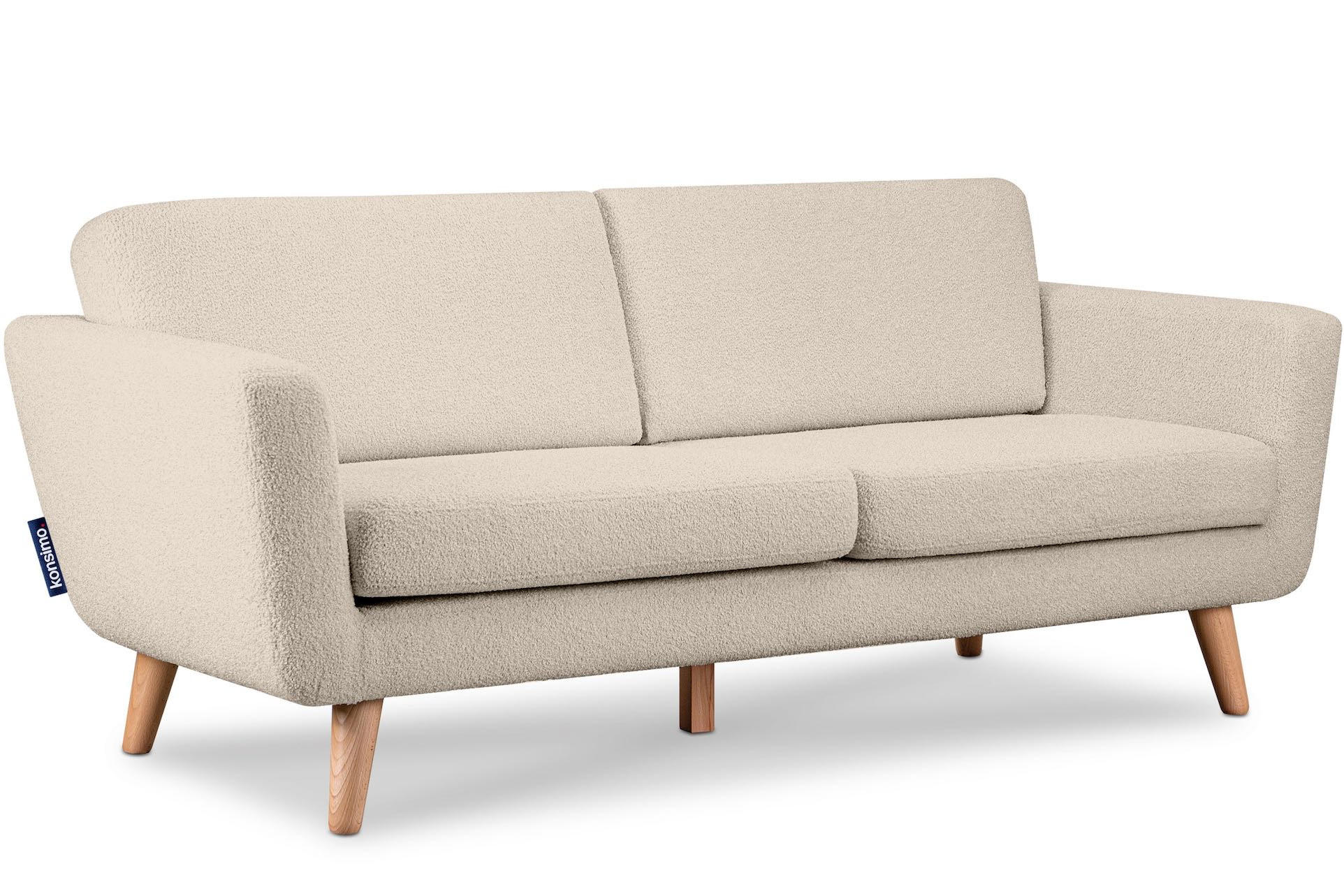 3-SITZER-SOFA TAGIO mit Armlehnen, Creme - Creme/Braun, Buchenholz/Textil (88/80/190cm) - KONSIMO®