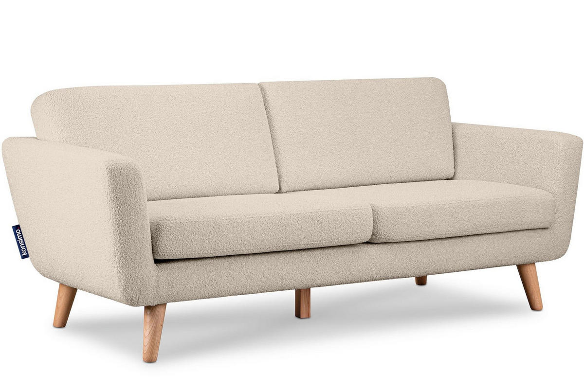 3-SITZER-SOFA TAGIO mit Armlehnen, Creme - Creme/Braun, Buchenholz/Textil (88/80/190cm) - KONSIMO®