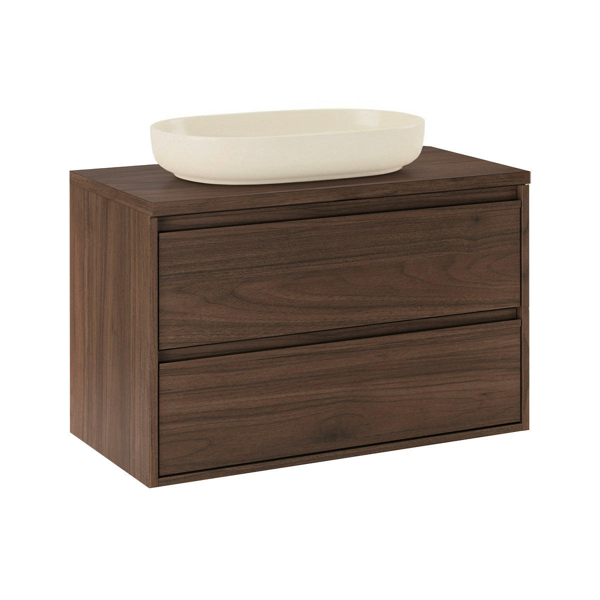 BADMÖBEL 80cm Edmé 2er-Set Dunkles Holz - Braun, Holzwerkstoff (80/52.2/46cm) - Petits-meubles