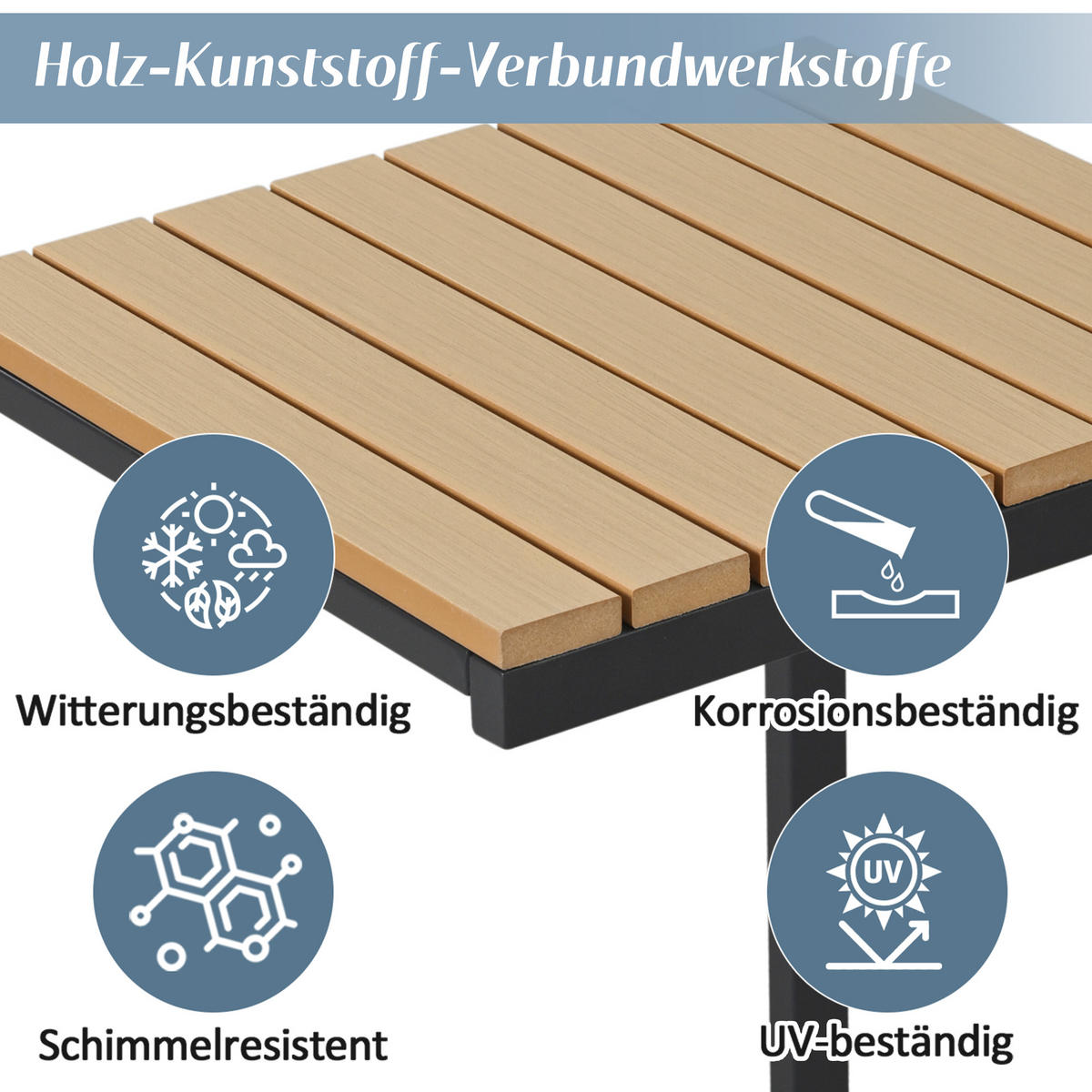GARTENMÖBEL-SET 3-Sitzer Sofa Verstellbar Tisch Stahl Grau - Grau, Textil - FLIEKS
