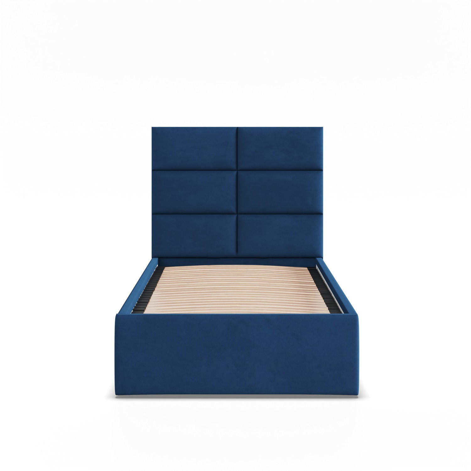 POLSTERBETT MIT KOPFTEIL 90x200 ohne Bettkasten YORK, Blau - Dunkelblau, Textil (90/200cm) - Mebligo