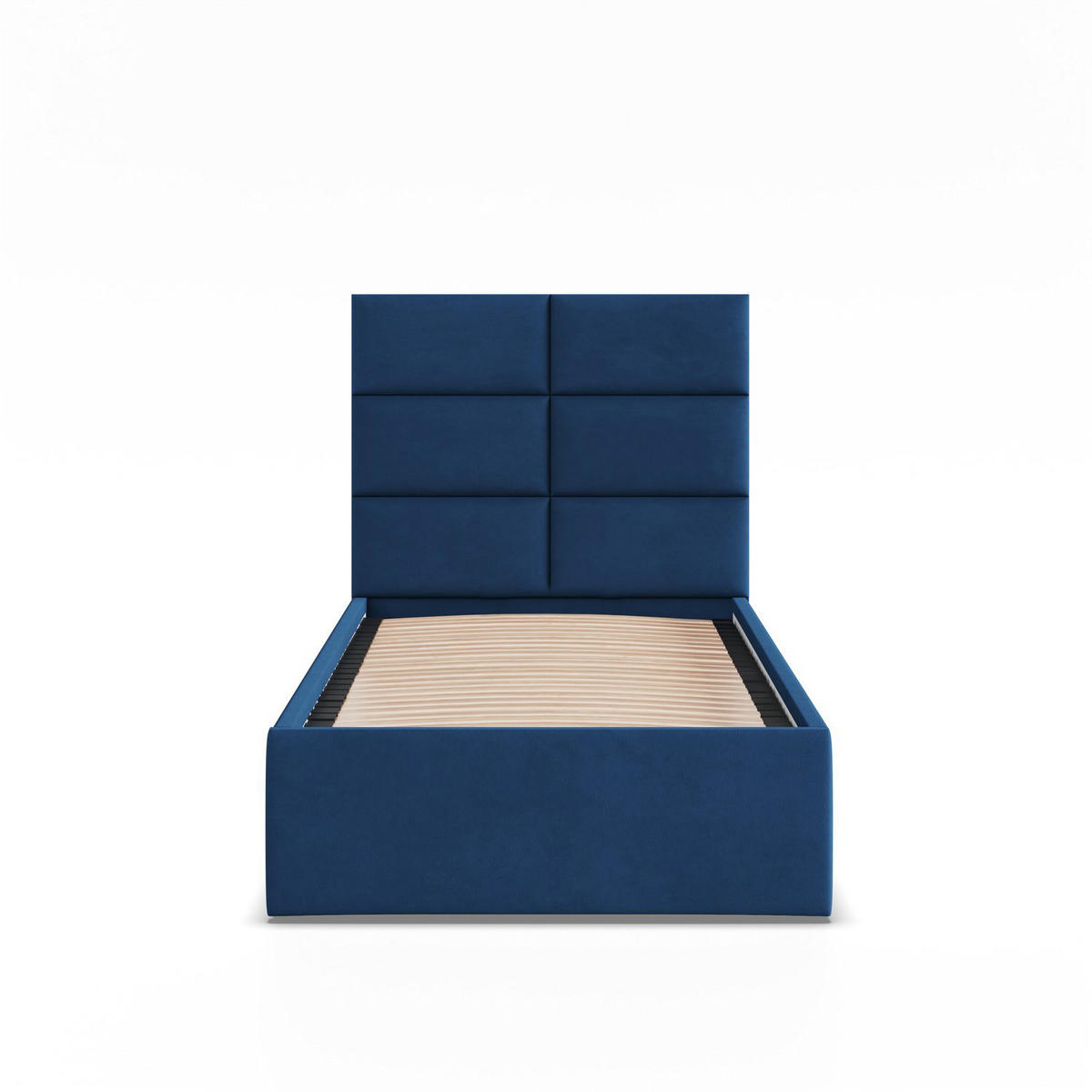 POLSTERBETT MIT KOPFTEIL 90x200 ohne Bettkasten YORK, Blau - Dunkelblau, Textil (90/200cm) - Mebligo