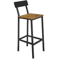 BARHOCKER mit Lehne Metall Holzoptik Erle Schwarz 40/30/90 cm - Erlefarben, Holzwerkstoff/Metall (30/90/40cm) - Begryf