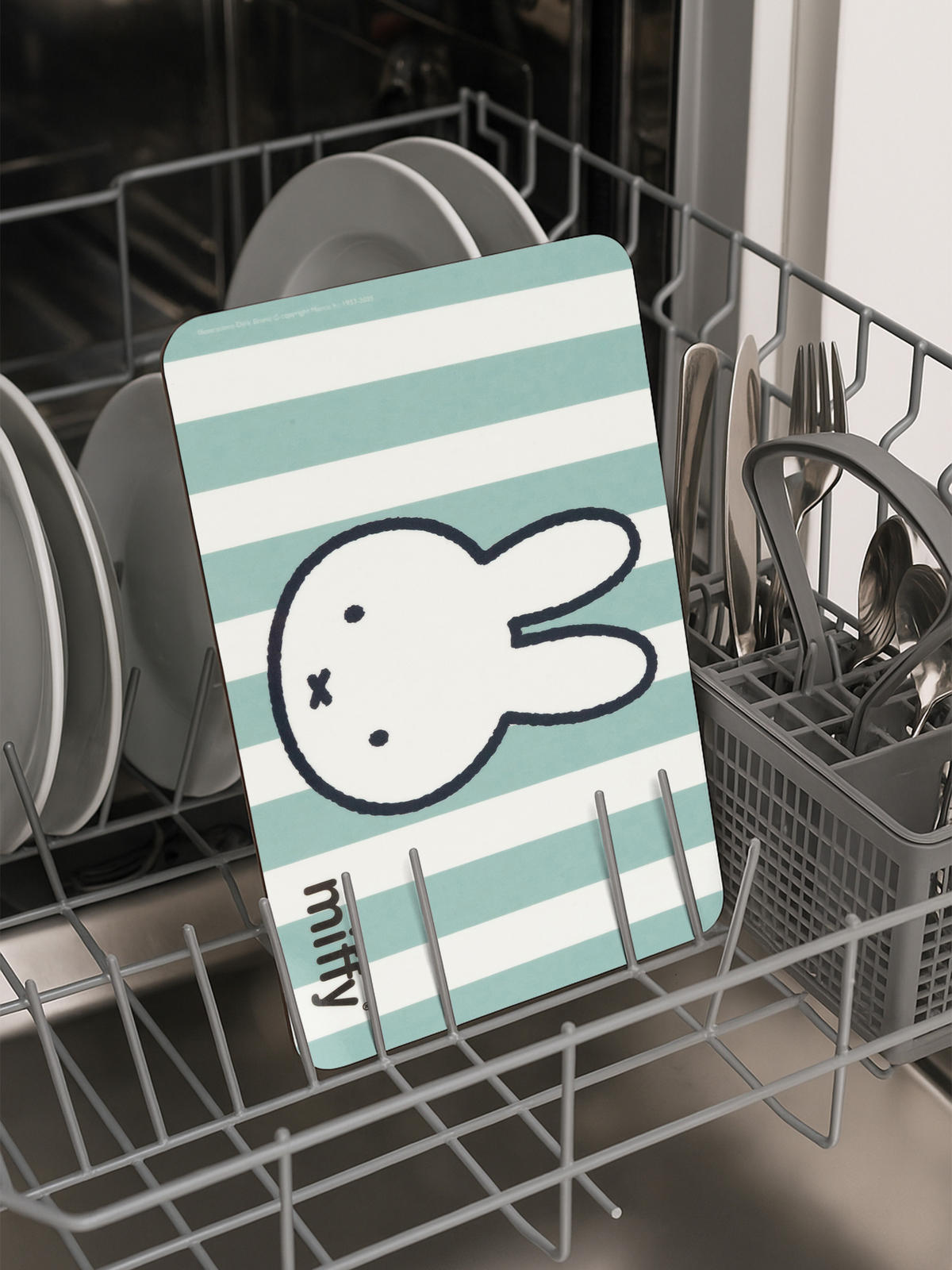 BRETTCHEN Miffy Hase Streifen Blau/Weiß 14,5 x 23,5 cm - Blau, Kunststoff (14.5/23.5cm) - United Labels