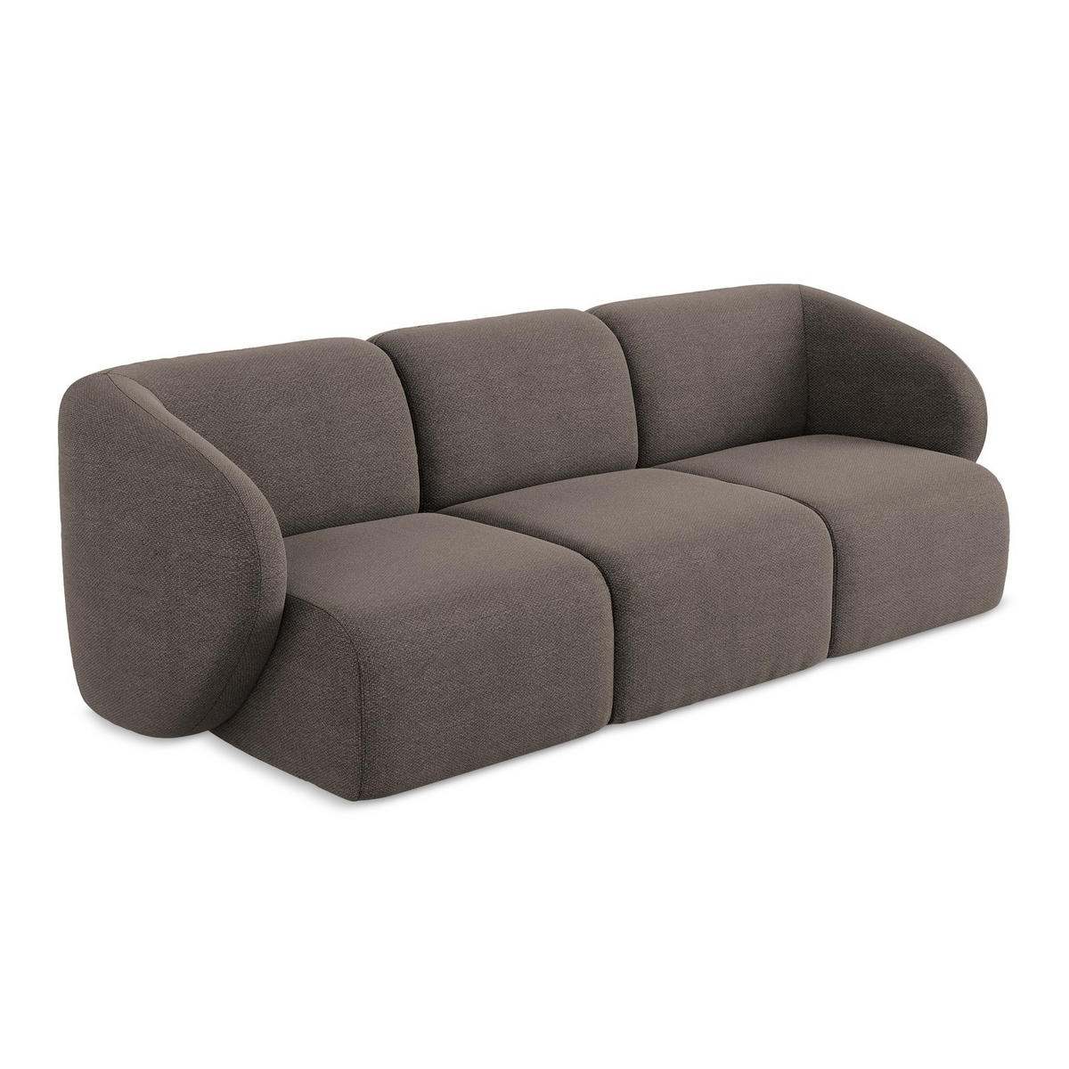 3-SITZER SOFA Bouclé Stoff Braun - Schwarz/Mokka, Holzwerkstoff/Kunststoff (244/75/94cm) - LaMiaSofa