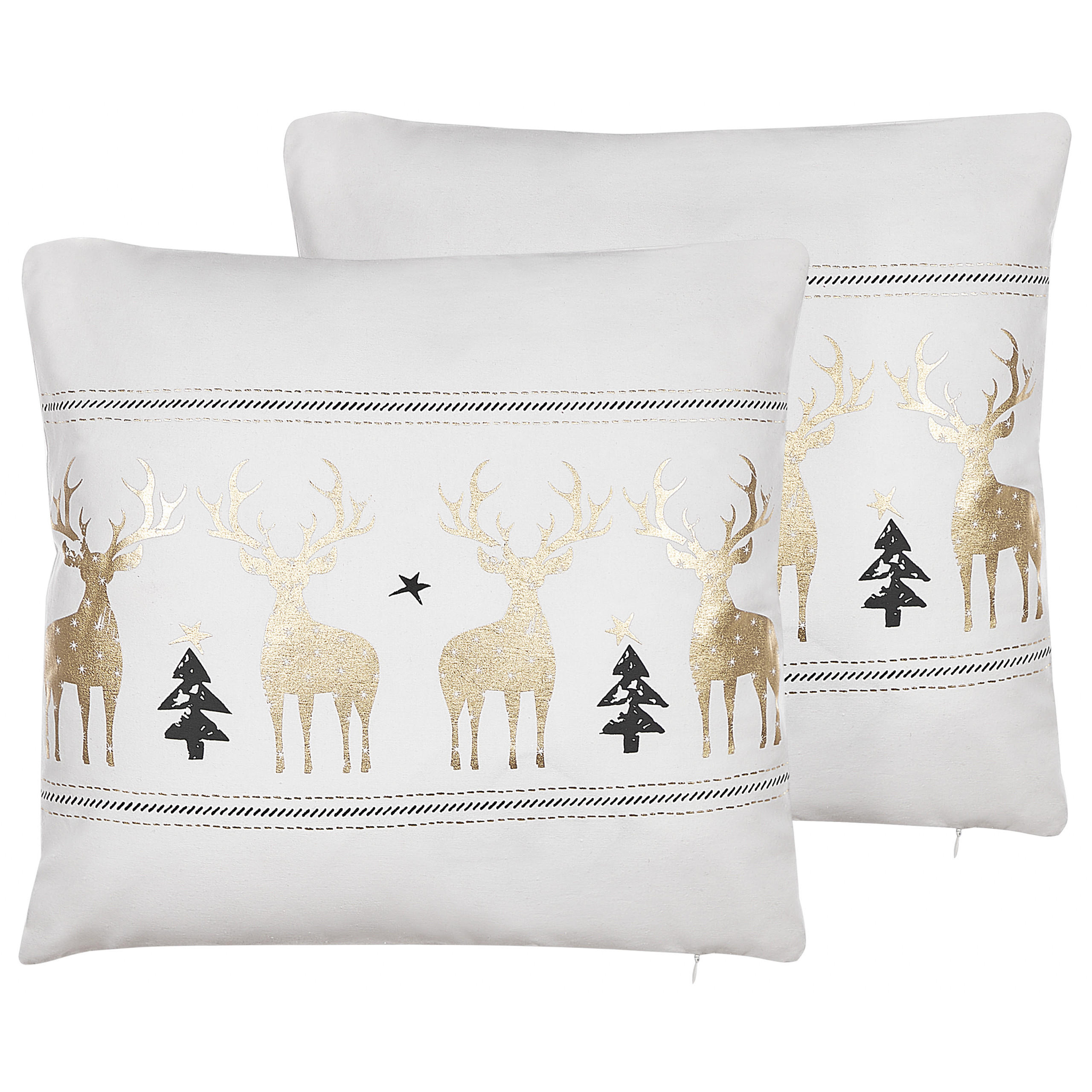 DEKOKISSEN 2er-Set Cremeweiß 45/45 cm Donner - Ecru, Naturmaterialen/Textil (45/45cm) - Beliani