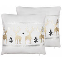 DEKOKISSEN 2er-Set Cremeweiß 45/45 cm Donner - Ecru, Naturmaterialien/Textil (45/45cm) - Beliani