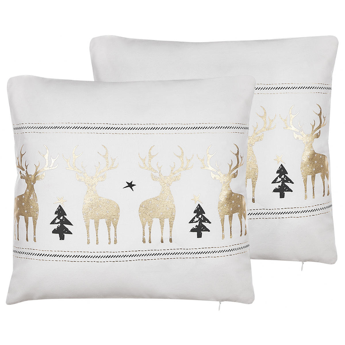 DEKOKISSEN 2er-Set Cremeweiß 45/45 cm Donner - Ecru, Naturmaterialien/Textil (45/45cm) - Beliani