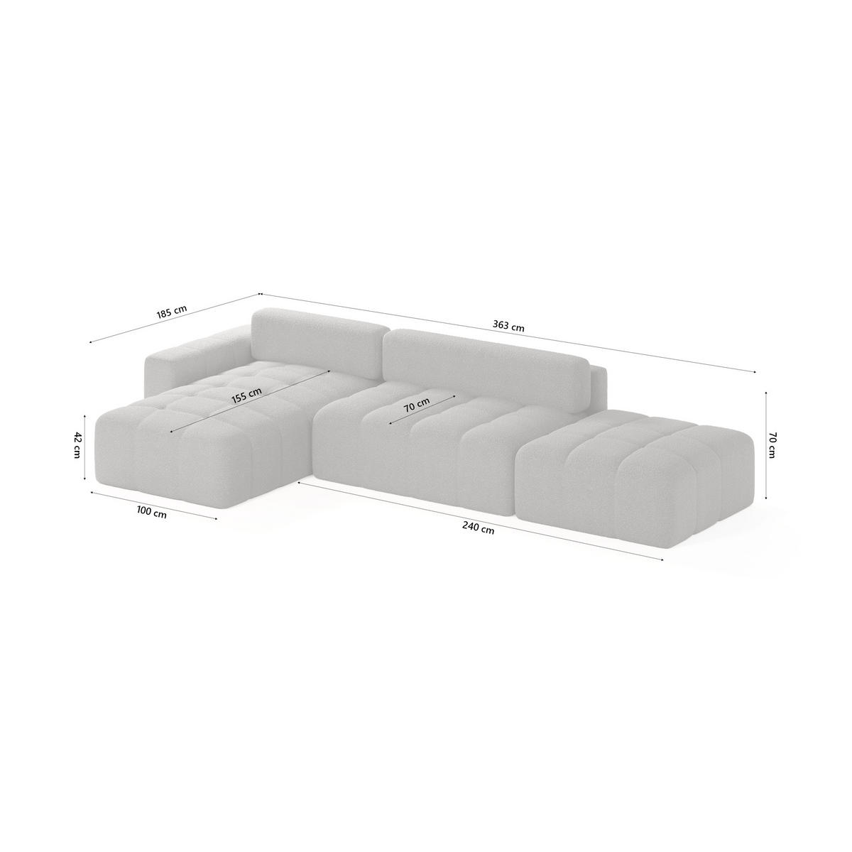 ECKSOFA RIFU LA mit Schlaffunktion, Graphit - Graphitfarben, Textil (363/185cm) - Fedve