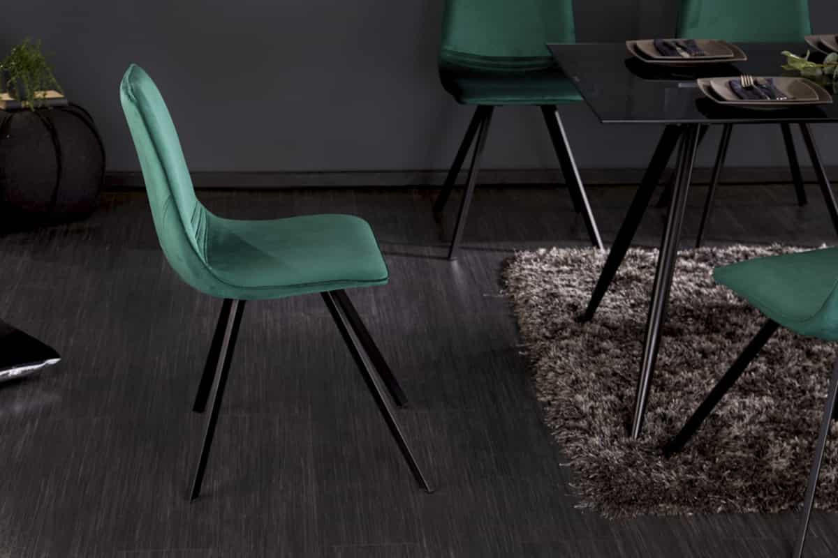 STUHL AMSTERDAM CHAIR Samt Smaragdgrün 85 cm - Schwarz/Grün, Textil/Metall (47/83/59cm) - riess-ambiente