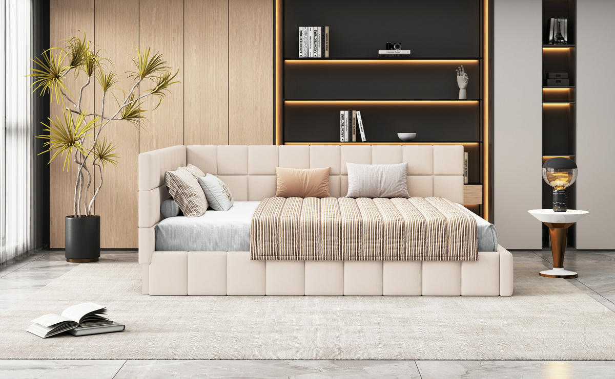 POLSTERBETT 160x200 cm Samt beige - Beige, Textil (160/200cm) - Fortuna Lai