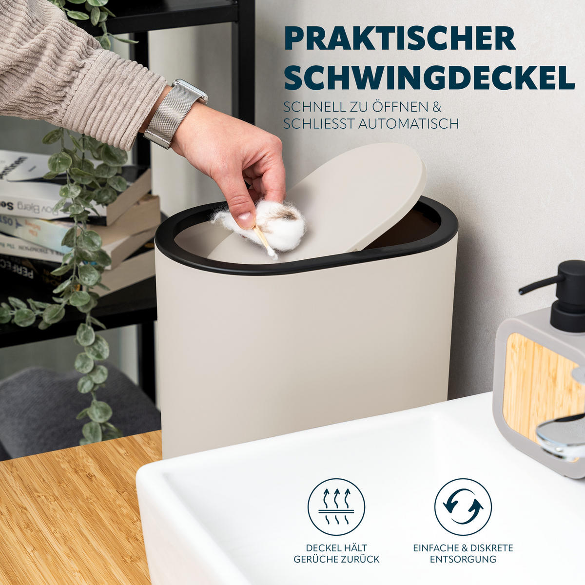 KOSMETIKEIMER 6 Liter, beige - Beige, Kunststoff (25.5/24.5/16.5cm) - eluno