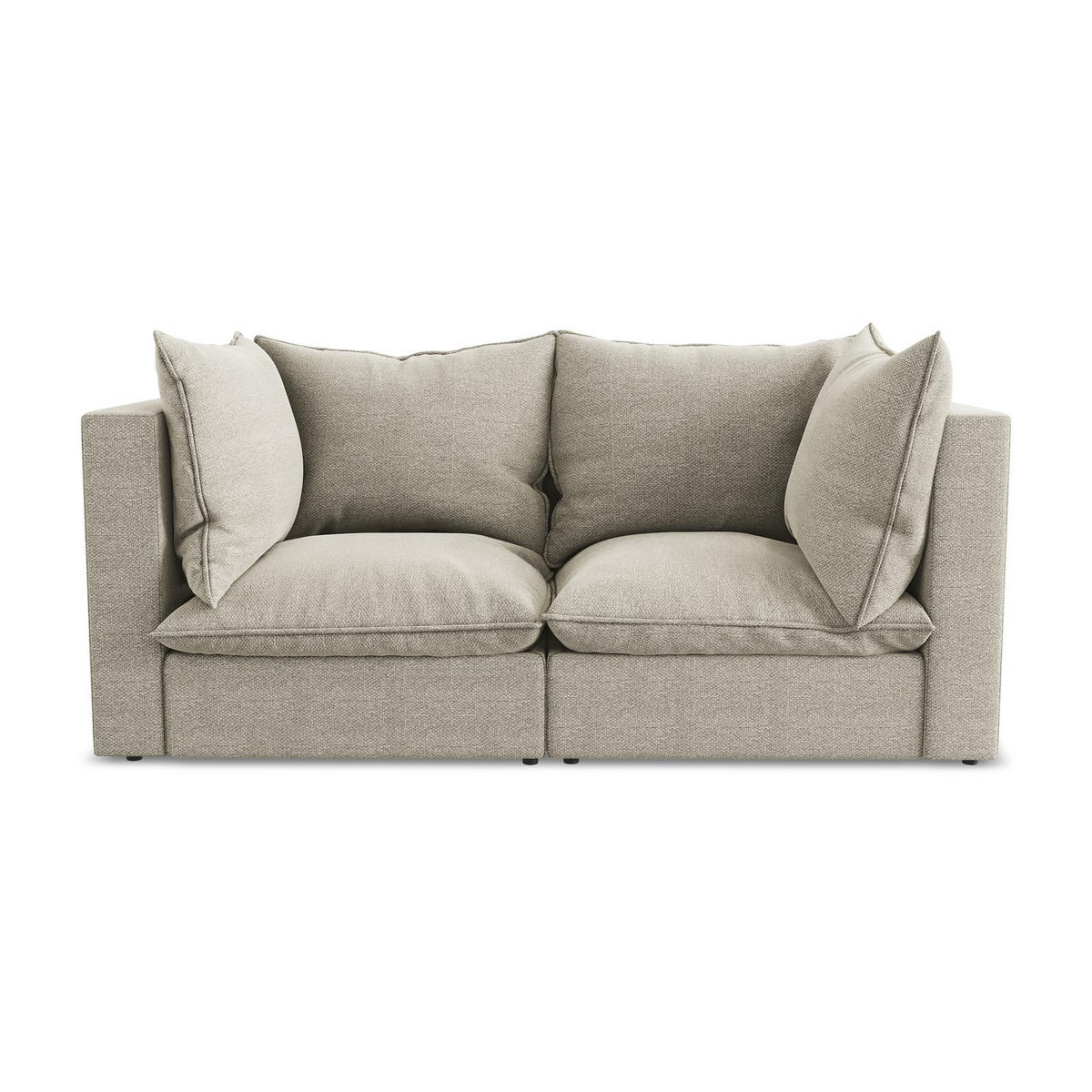 2-SITZER-SOFA Bouclé Stoff Grau - Taupe/Schwarz, Holzwerkstoff/Kunststoff (180/77/90cm) - LaMiaSofa